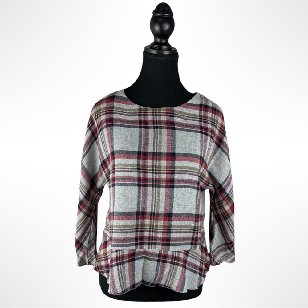 Zara Women's Grey and Red Blouse